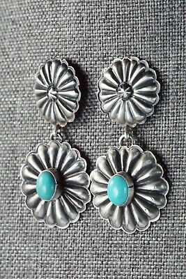 Navajo Turquoise & Sterling Silver Earrings - Eugene Charley