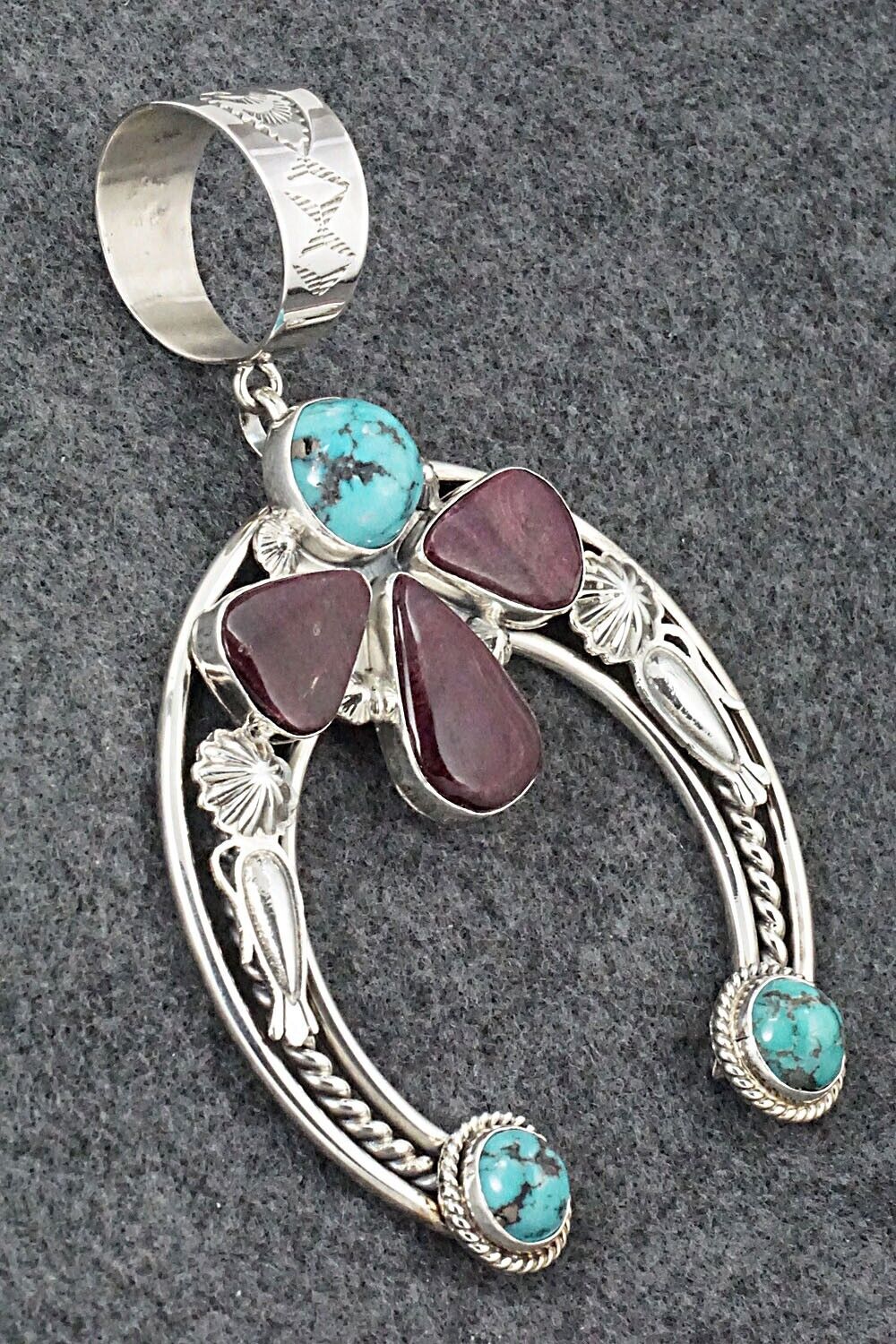 Turquoise, Spiny Oyster and Sterling Silver Pendant - Derrick Gordon