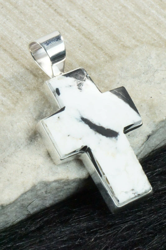 White Buffalo & Sterling Silver Cross Pendant - Diane Wylie