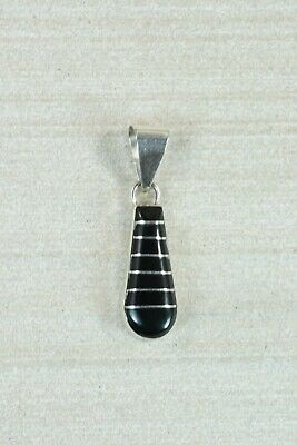 Zuni Onyx & Sterling Silver Pendant - Eldrick Seowtewa