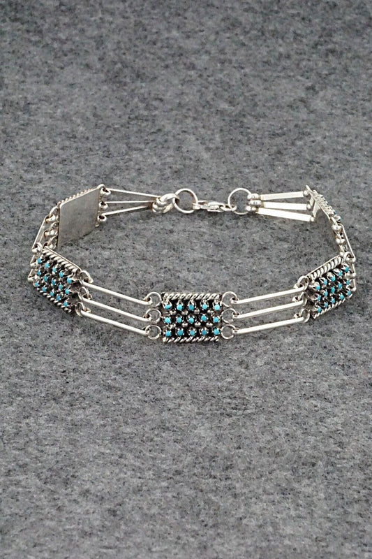 Turquoise & Sterling Silver Link Bracelet - Justin Amesoli