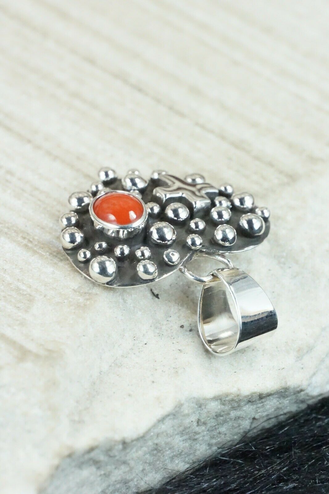 Coral & Sterling Silver Pendant - Raymond Coriz