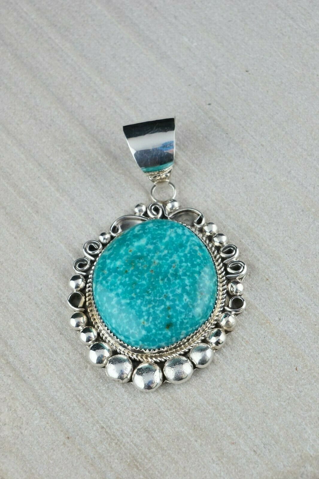 Turquoise and Sterling Silver Pendant - Leslie Nez - Navajo - High Lonesome Trading