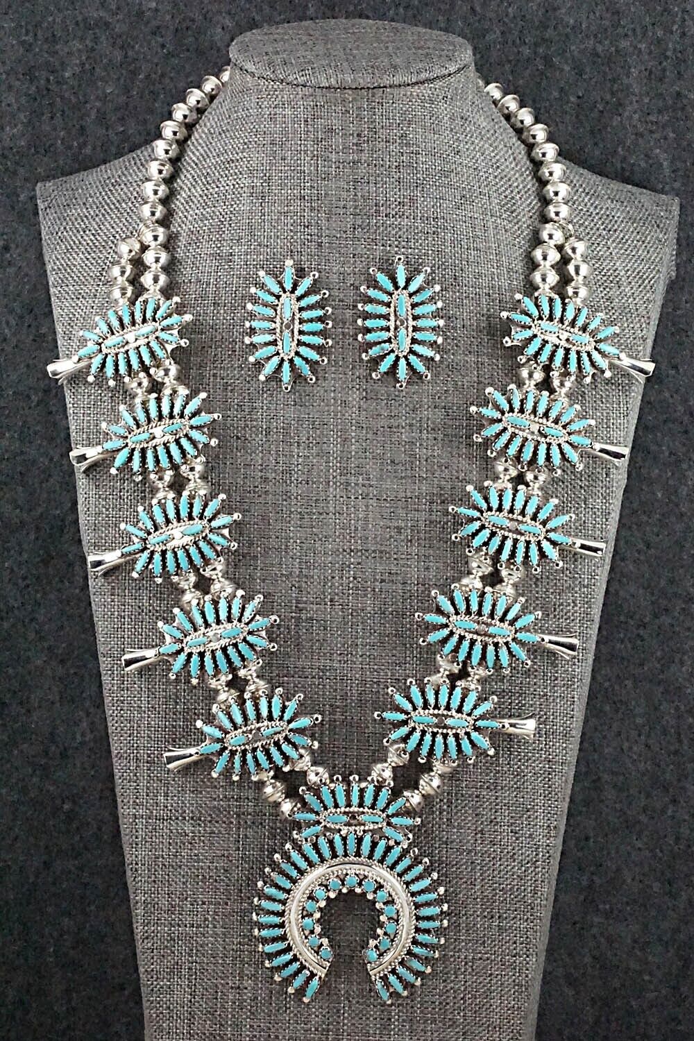 Turquoise & Sterling Silver Squash Blossom Set - Nathaniel Nez