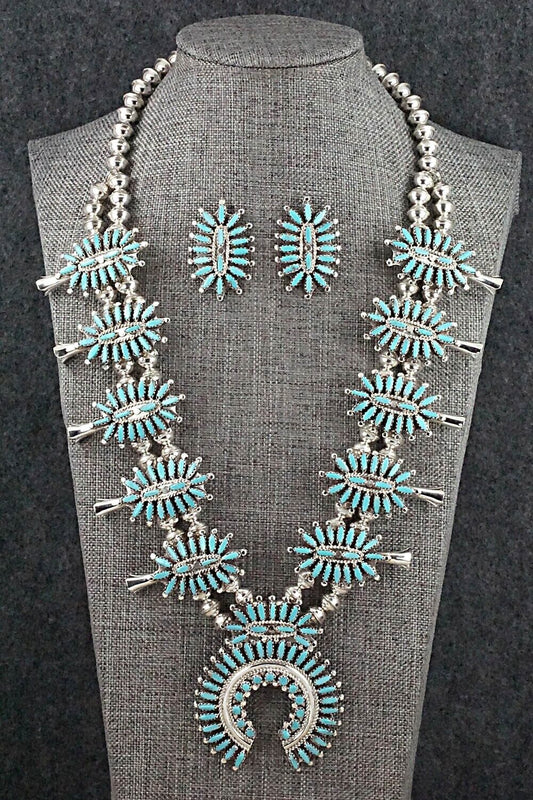Turquoise & Sterling Silver Squash Blossom Set - Nathaniel Nez