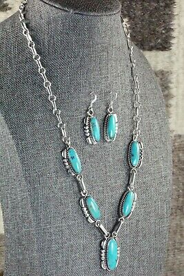 Navajo Turquoise & Sterling Silver Necklace and Earrings - Verley Betone