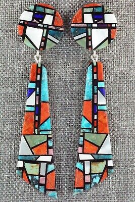 Multi Stone Inlay & Sterling Silver Earrings - Chris T. Nieto
