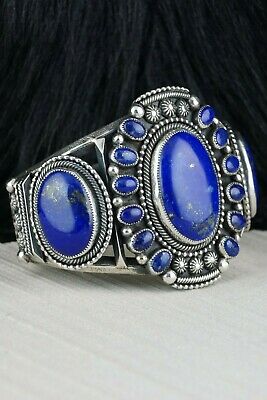 Navajo Lapis & Sterling Silver Bracelet - Myron Etsitty - High Lonesome Trading