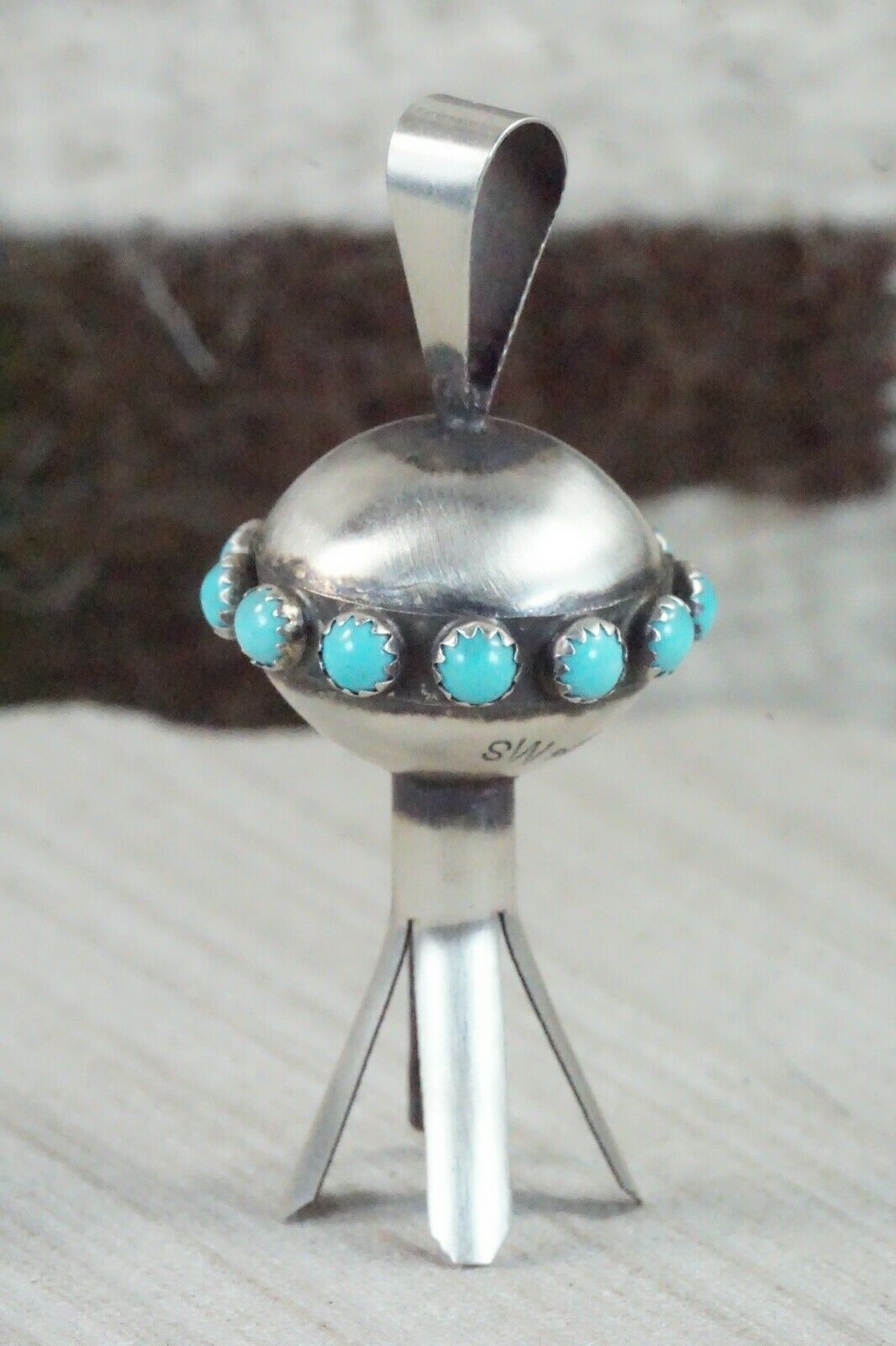 Turquoise & Sterling Silver Blossom Pendant - Monica Smith