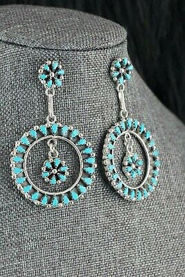Zuni Turquoise & Sterling Silver Earrings - Tricia Leekity - High Lonesome Trading