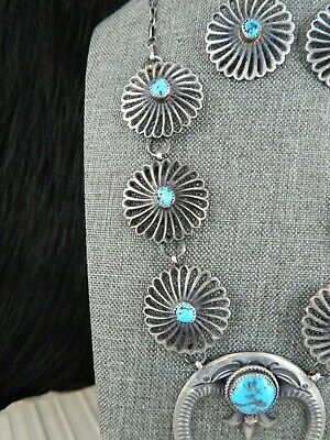 Turquoise & Sterling Silver Necklace and Earrings Navajo Eva and Linberg Billah - High Lonesome Trading