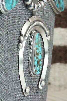 Turquoise & Sterling Silver Squash Blossom and Earrings - Tom Lewis