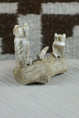 Owl and Fox Zuni Fetish Carving - Marvelita Phillips - High Lonesome Trading
