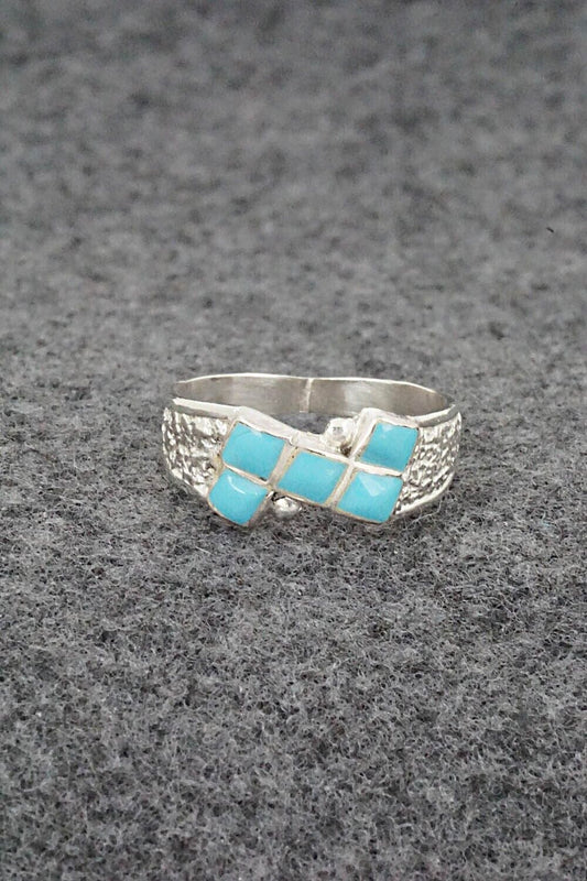 Turquoise & Sterling Silver Ring - Bonnie Quam - Size 7.5