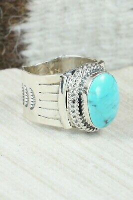 Turquoise and Sterling Silver Ring - Bucky Belin - Size 11.75