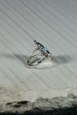 Navajo Turquoise and Sterling Silver Ring - Genevieve Francisco - Size 7.75 - High Lonesome Trading