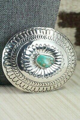 Turquoise & Sterling Silver Belt Buckle - Carson Blackgoat - High Lonesome Trading