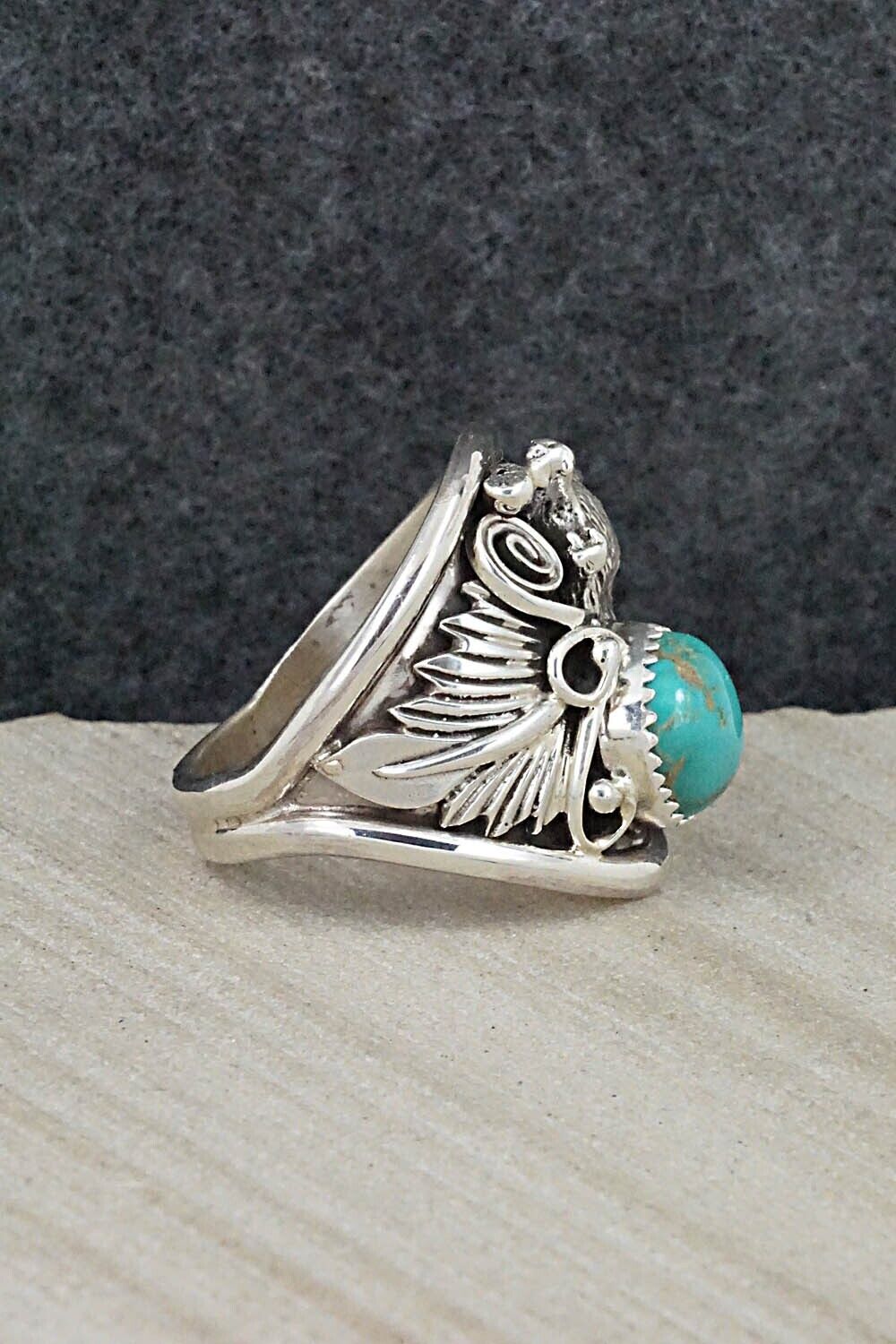 Turquoise & Sterling Silver Ring - Jeannette Saunders - Size 10.5