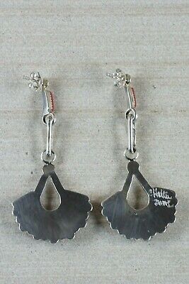 Zuni Coral & Sterling Silver Earrings - Carlene Hattie - High Lonesome Trading