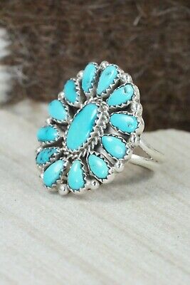 Turquoise and Sterling Silver Ring - Justina Wilson - Size 8