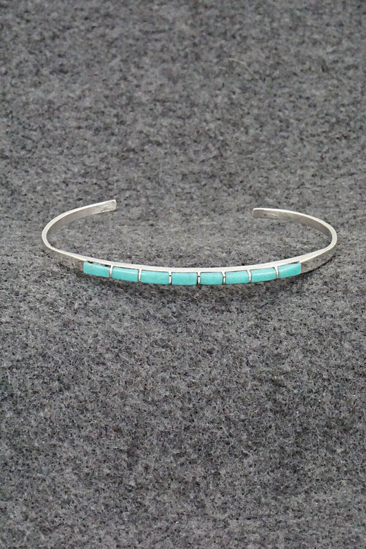 Turquoise & Sterling Silver Inlay Bracelet - Jeanette Chavez