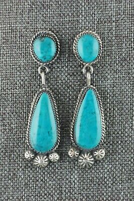 Turquoise & Sterling Silver Earrings - Sarah Yazzie - Navajo - High Lonesome Trading
