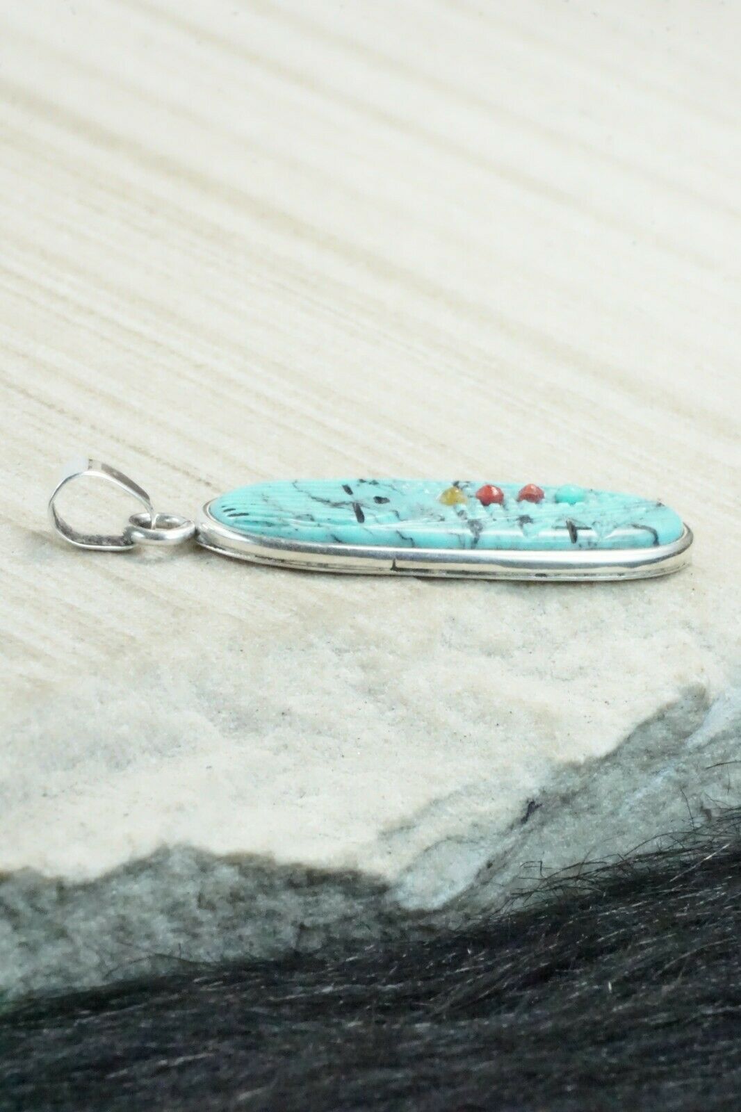 Turquoise & Sterling Silver Pendant - Stuart Quandelacy