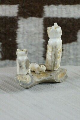 Owl and Fox Zuni Fetish Carving - Marvelita Phillips - High Lonesome Trading
