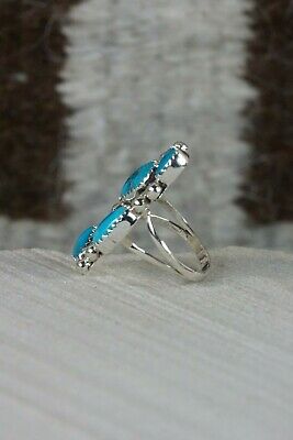 Navajo 4 Stone Turquoise and Sterling Silver Ring - Roberta Begay - 6 - High Lonesome Trading