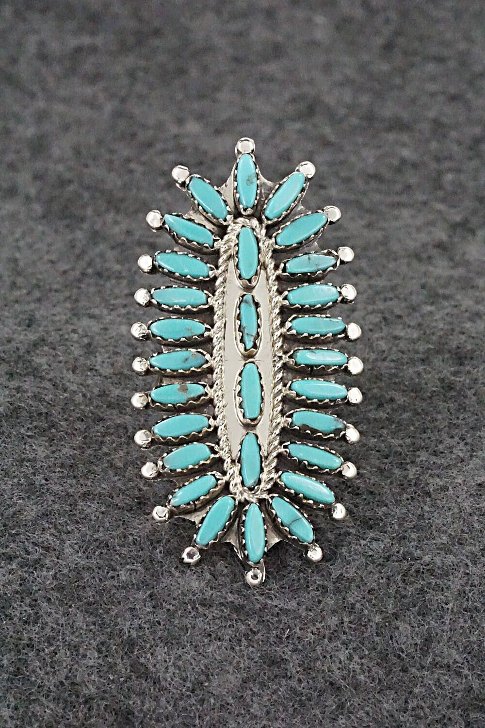 Turquoise & Sterling Silver Ring - Nathaniel Nez - Size 7