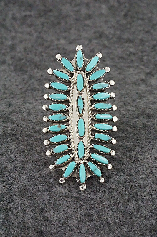 Turquoise & Sterling Silver Ring - Nathaniel Nez - Size 7