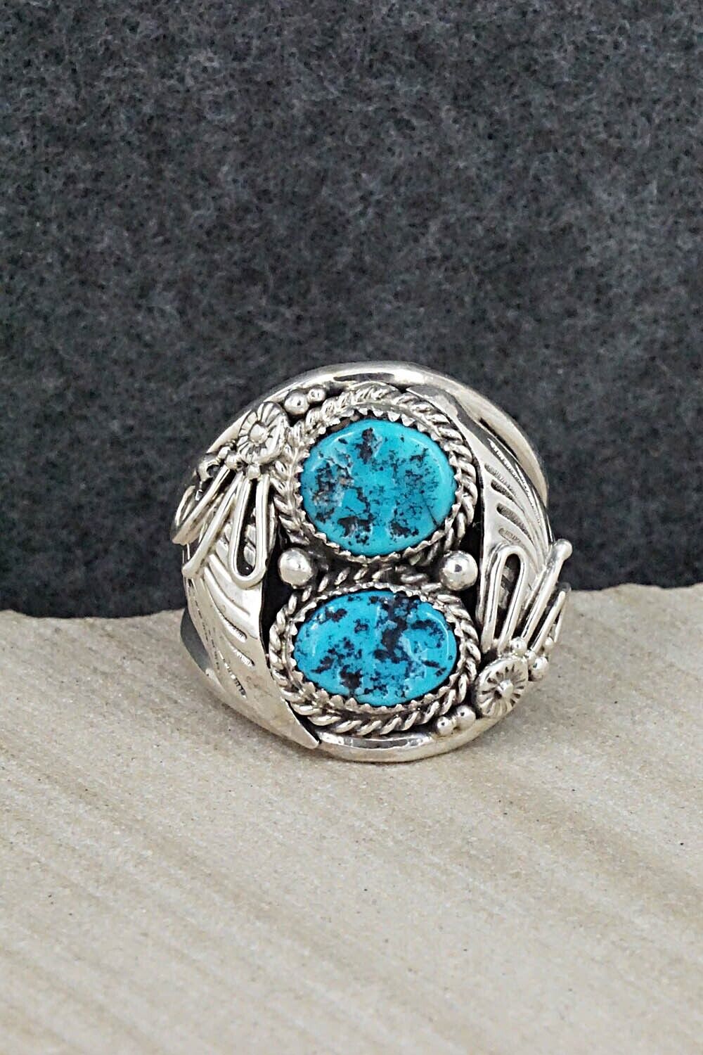Turquoise & Sterling Silver Ring - Leonard Spencer - Size 12
