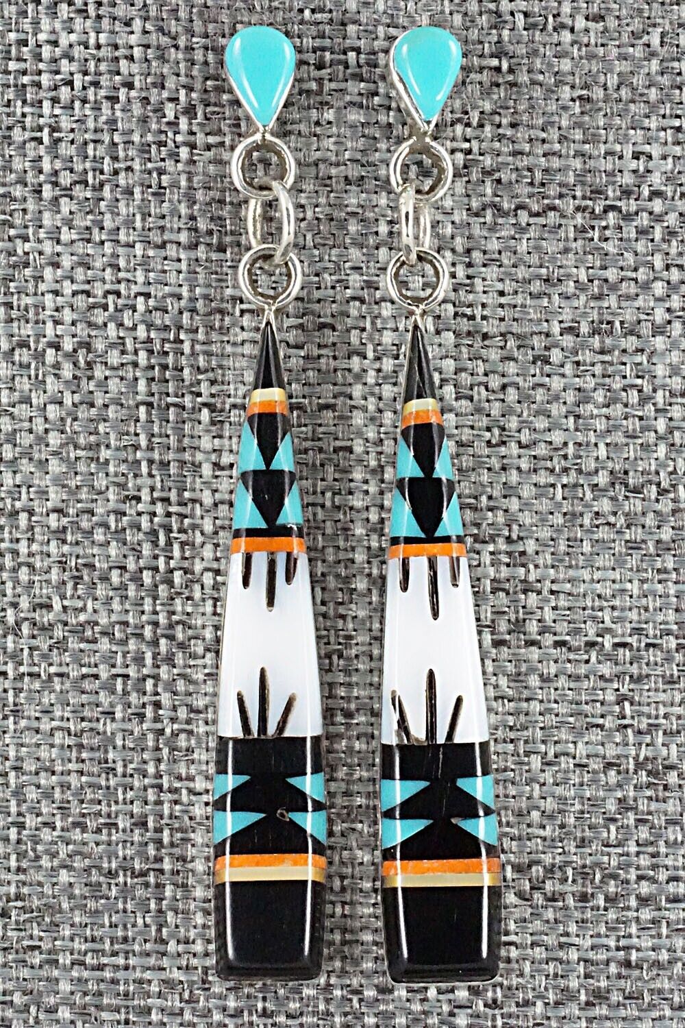 Multi Stone Inlay & Sterling Silver Earrings - Fernando Lemintino