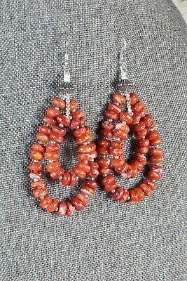 Spiny Oyster & Sterling Silver Earrings - Louise Joe