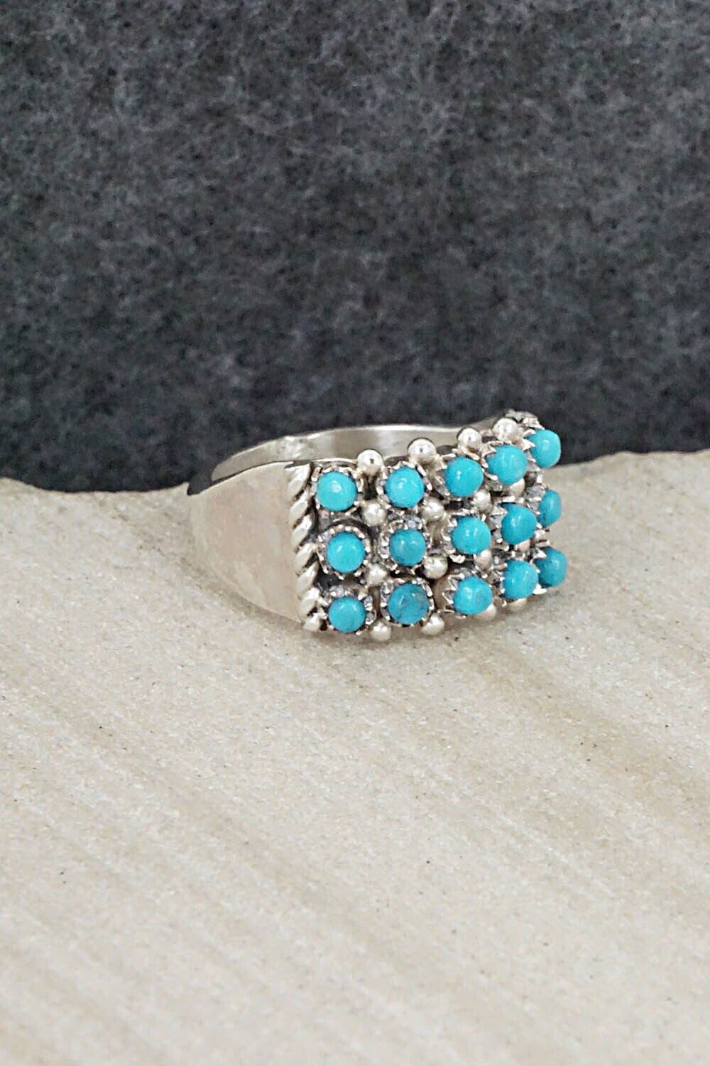 Turquoise & Sterling Silver Ring - April Haloo - Size 6