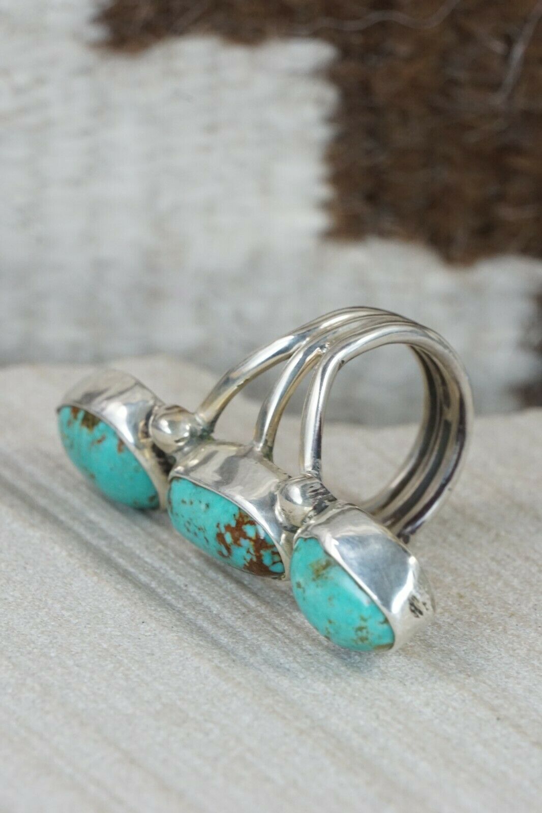 Navajo Turquoise and Sterling Silver Ring - Rick Martinez - Size