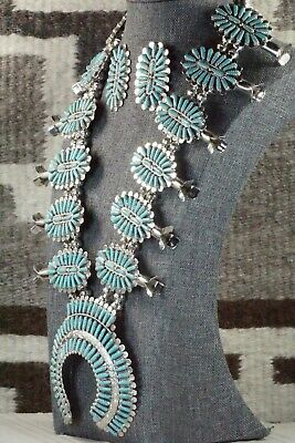 Turquoise & Sterling Silver Squash Blossom Set - Lavell Byjoe