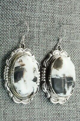 White Buffalo & Sterling Silver Earrings - Irvin Tsosie