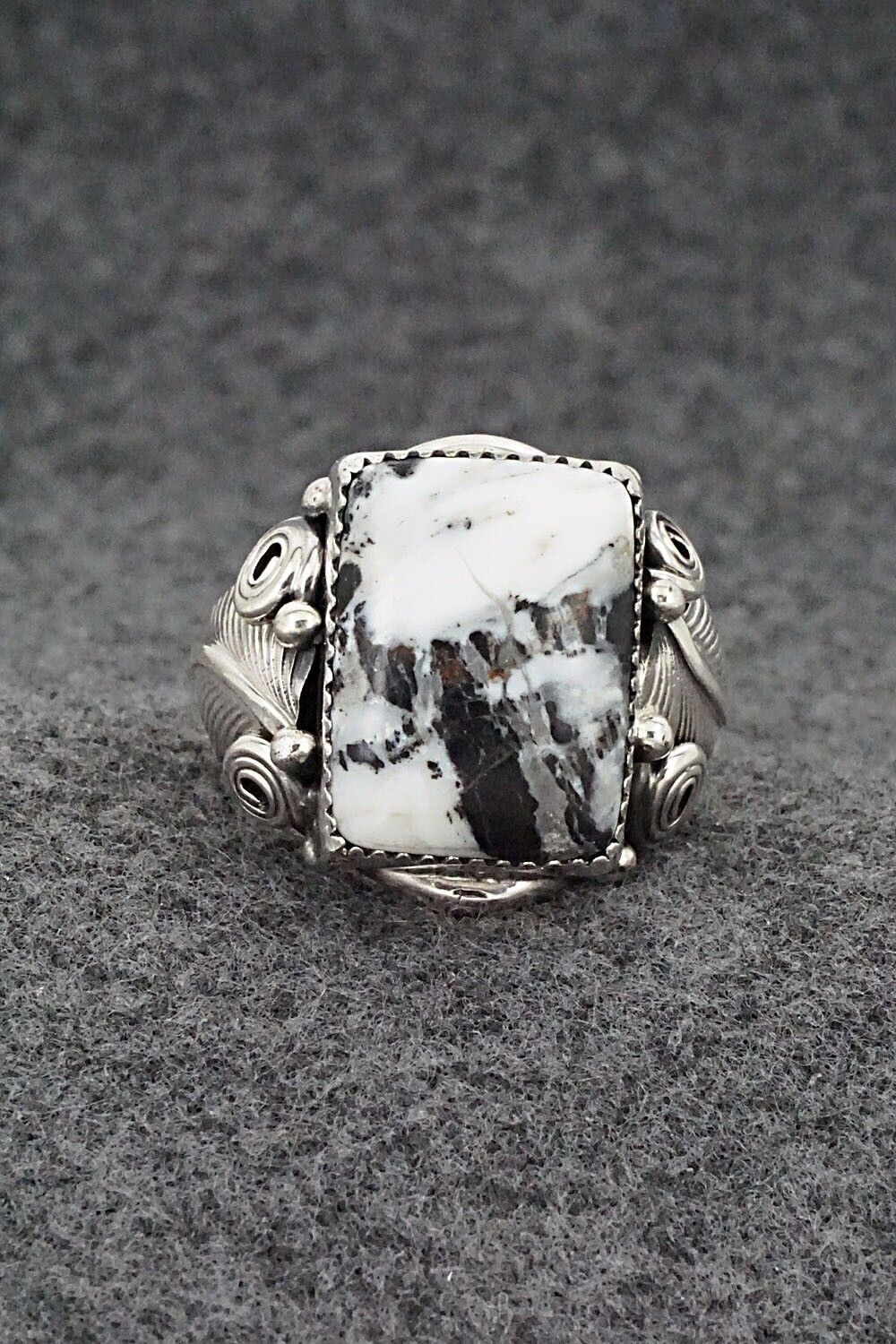 White Buffalo & Sterling Silver Ring - Darrell Morgan - Size 12