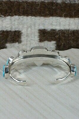 Navajo 7 Stone Turquoise and Sterling Silver Bracelet - Thomas Yazzie - High Lonesome Trading