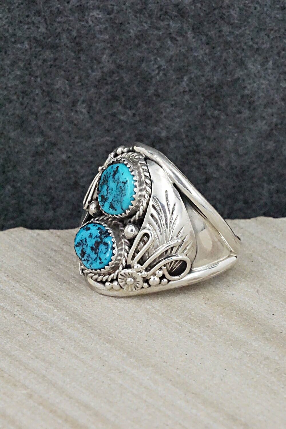 Turquoise & Sterling Silver Ring - Leonard Spencer - Size 12