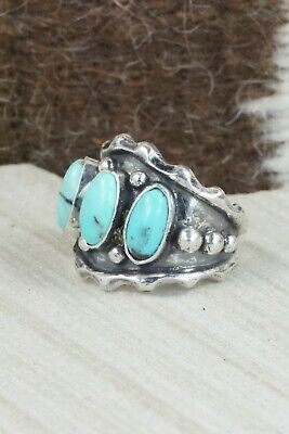Turquoise & Sterling Silver Ring - Andrew Vandever - Size 7.75