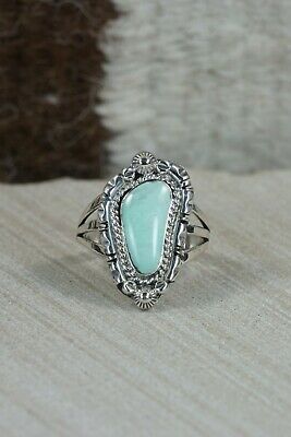 Navajo Turquoise & Sterling Silver Ring - Samuel Yellowhair - Size 9.25