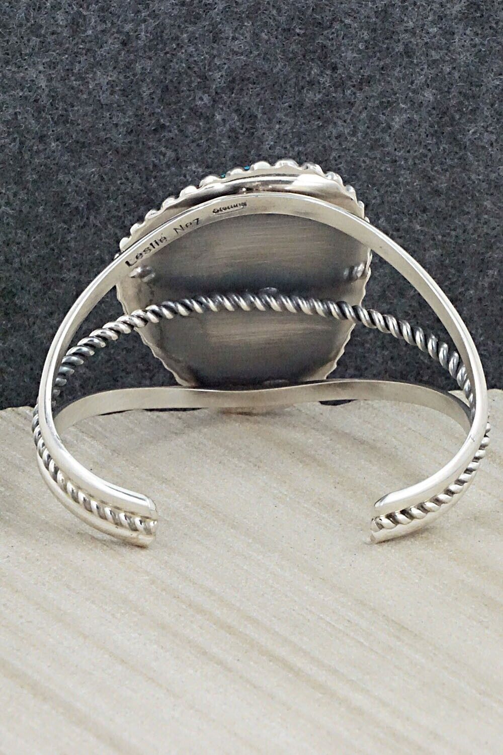 Turquoise & Sterling Silver Bracelet - Leslie Nez