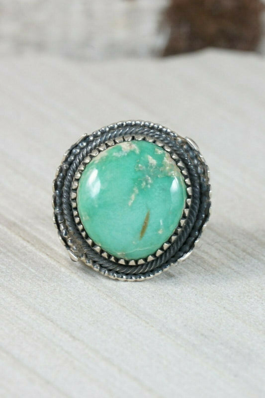 Navajo Turquoise and Sterling Silver Ring - Myron Etsitty - Size 11 - High Lonesome Trading