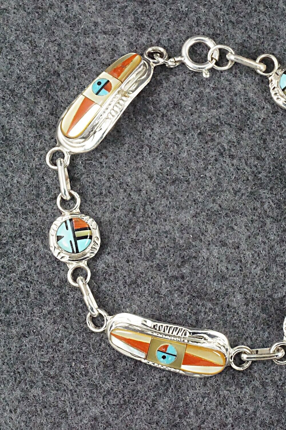 Multi Stone & Sterling Silver Link Bracelet - Patty Edaakie