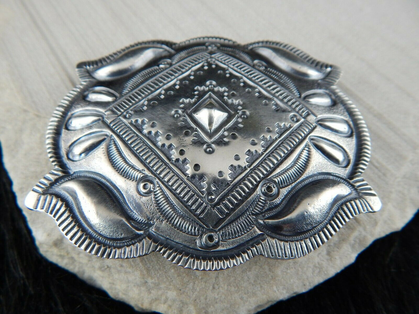 Sterling Silver Belt Buckle - Myron Etsitty - Navajo Buckle - Native American - High Lonesome Trading