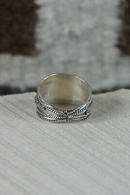 Navajo Turquoise & Coral Sterling Silver Ring - Harrison & Betty Begay - Size 9 - High Lonesome Trading