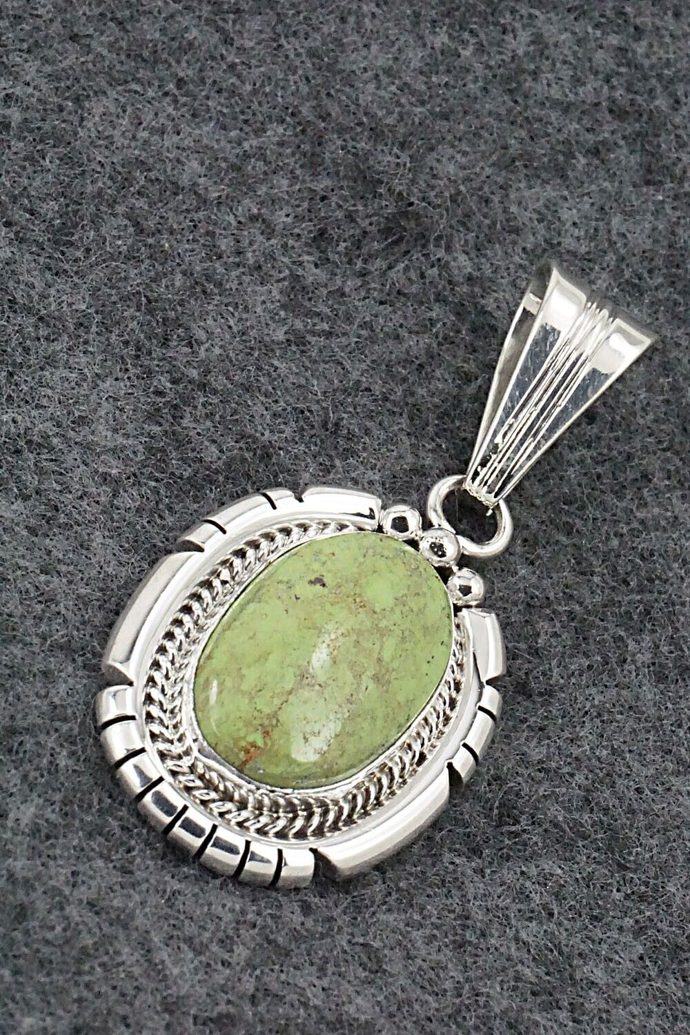 Gaspeite & Sterling Silver Pendant - Samuel Yellowhair