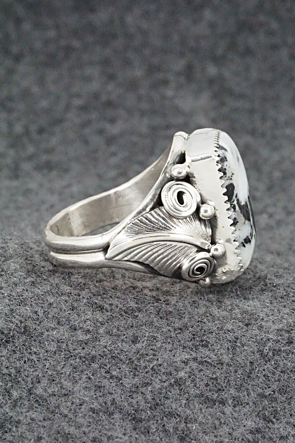 White Buffalo & Sterling Silver Ring - Darrell Morgan - Size 12